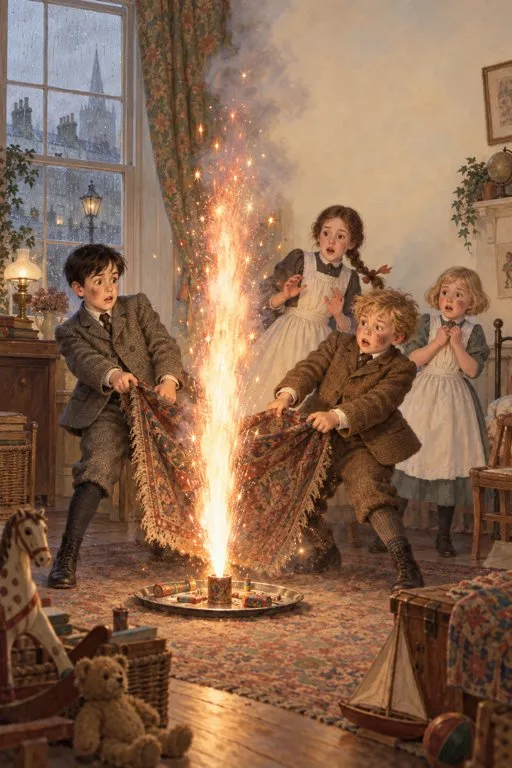 Illustration from page 2 of The Phoenix and the Carpet: A Retelling for Curious Readers
