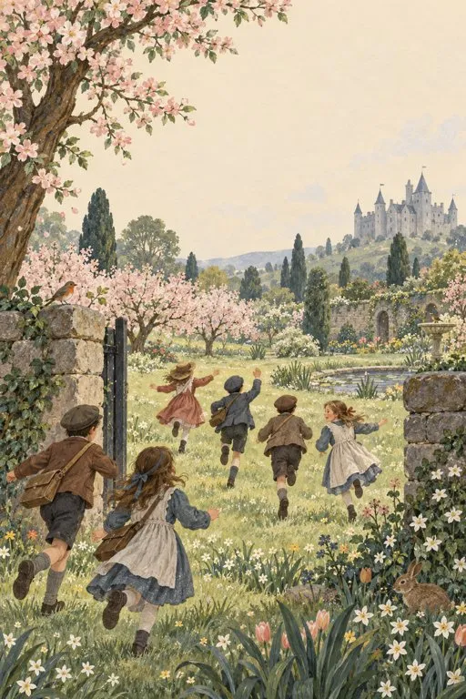 Illustration from page 2 of The Selfish Giant