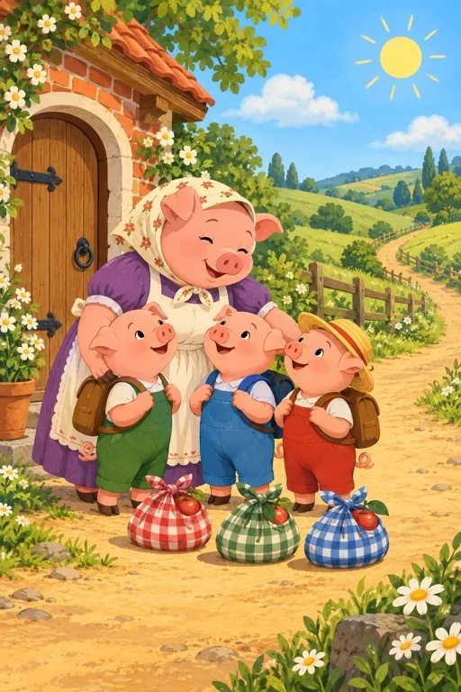 Illustration from page 2 of The Three Little Pigs: A Gentle Retelling