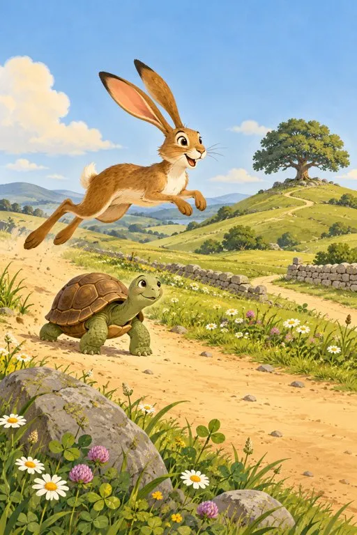 Illustration from page 2 of The Tortoise and the Hare: A Gentle Retelling