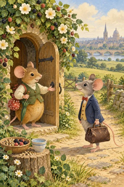 Illustration from page 2 of The Town Mouse and the Country Mouse: A Gentle Retelling
