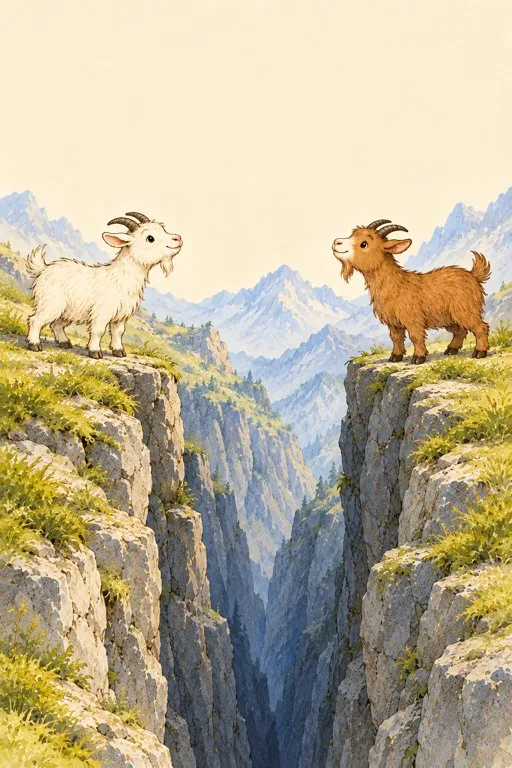 Illustration from page 3 of The Two Goats: A Gentle Retelling