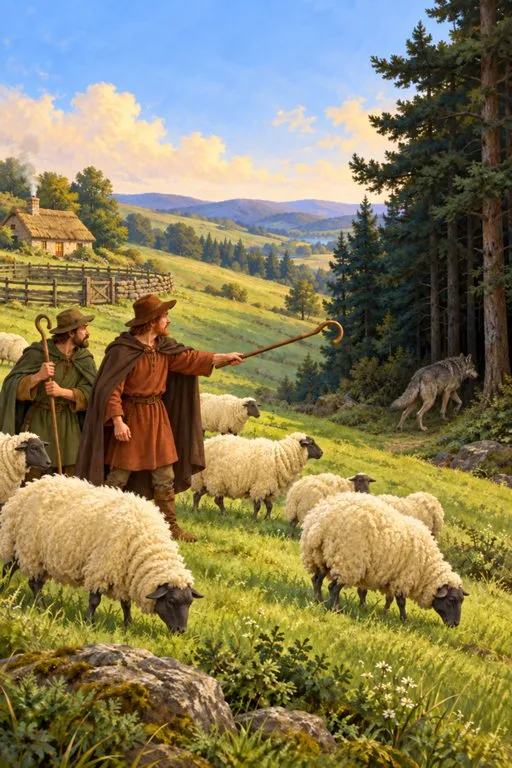 Illustration from page 3 of The Wolf in Sheep's Clothing: A Gentle Retelling