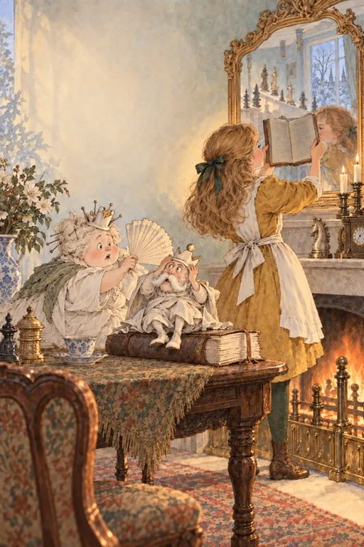 Illustration from page 4 of Through the Looking-Glass: A Retelling for Curious Readers