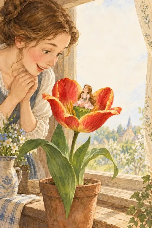 Illustration from page 3 of Thumbelina: A Gentle Retelling