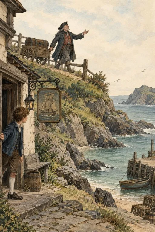 Illustration from page 2 of Treasure Island: A Retelling for Curious Readers