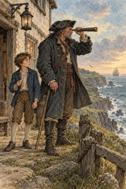Illustration from page 3 of Treasure Island: A Retelling for Curious Readers