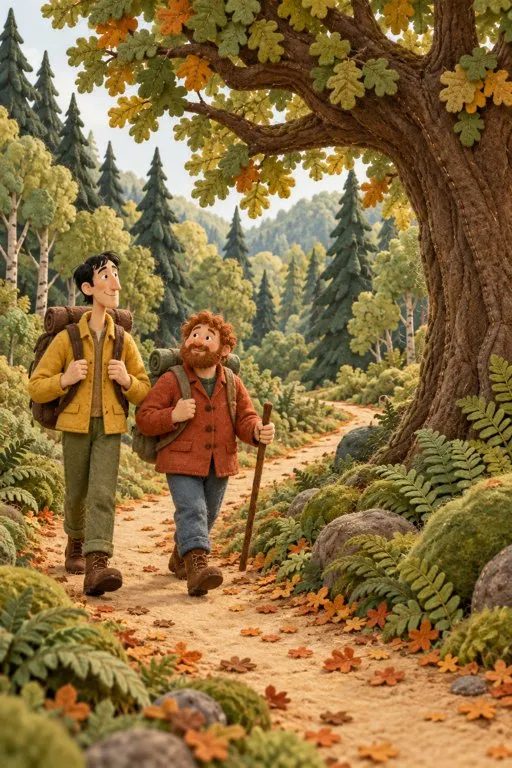 Illustration from page 2 of Two Travelers and a Bear: A Gentle Retelling